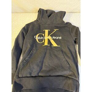 Calvin Klein Boys Size Small 4/6 Hoodie Hooded Sweatshirt Logo Black Pullover
